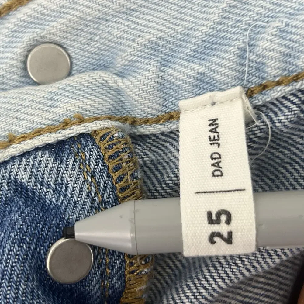 Pacsun Womens 25 Dad Jeans Two Tone Patchwork High Rise Straight Leg Blue